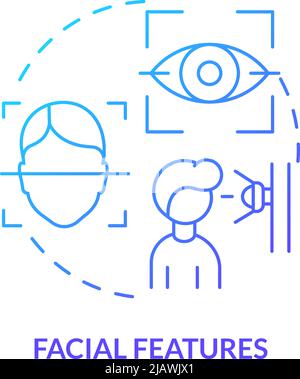 Facial features blue gradient concept icon Stock Vector