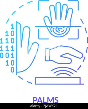 Palms blue gradient concept icon Stock Vector