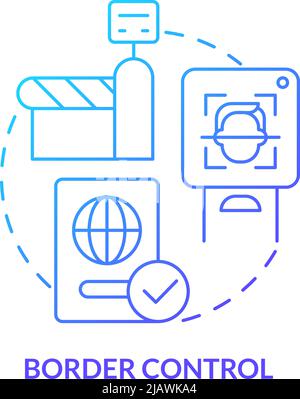 Border control blue gradient concept icon Stock Vector