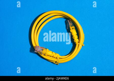 yellow network cable Stock Photo