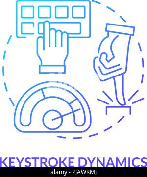 Keystroke dynamics blue gradient concept icon Stock Vector