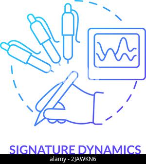 Signature dynamics blue gradient concept icon Stock Vector
