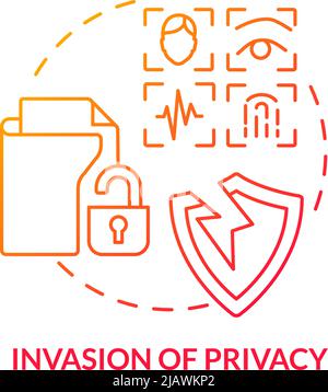 Invasion of privacy red gradient concept icon Stock Vector