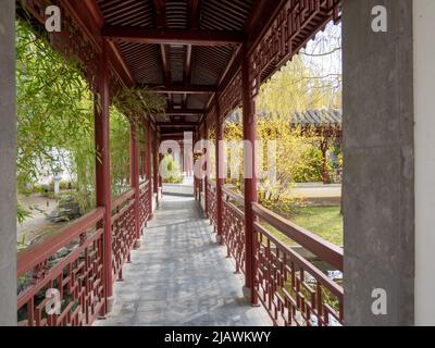 Bridge over the pond in Chinese style Stock Photo