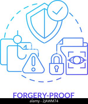 Forgery-proof blue gradient concept icon Stock Vector