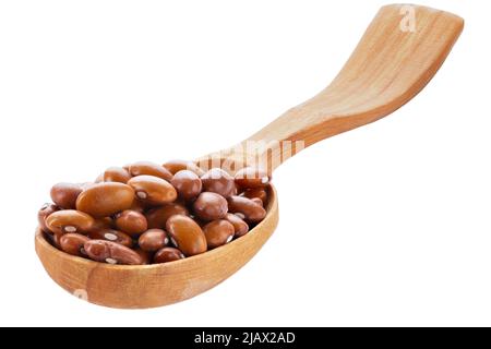 Red beans in wooden spoon isolated isolated on white background. File contains clipping path. Stock Photo