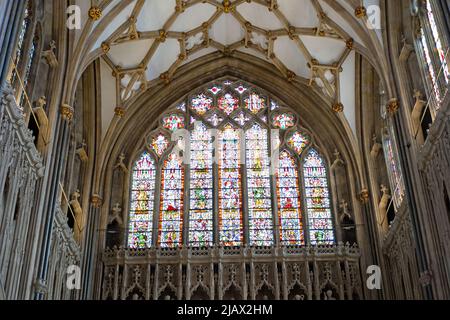 Stain glass window, Wells cathedral Stock Photo
