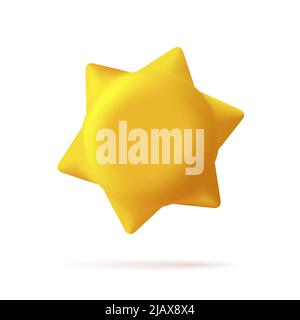 3d icon of sun, smooth simple shape, isolated . Vector illustration Stock Vector