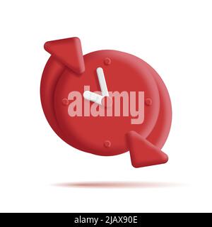 3d icon of red stopwatch with arrows around. Vector illustration Stock Vector