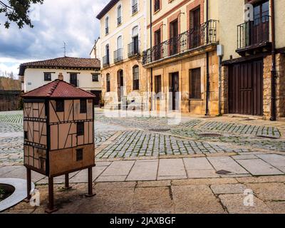 Streets of traditional architecture in the town of Covarrubias, Burgos, Spain. Stock Photo