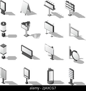 Street Advertising Icons Set. Signboard Isometric Vector Illustration ...
