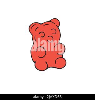 Vector hand drawn doodle sketch colored gummy bear isolated on white background Stock Vector