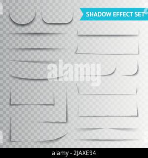 White blank paper cuts circle oval square rectangle with shadow and transparent effects realistic set vector illustration Stock Vector