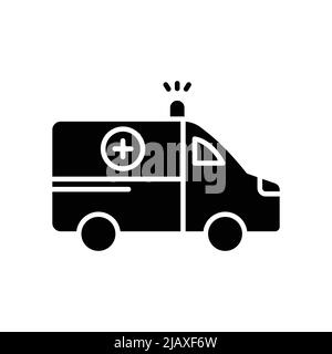 Ambulance icon vector. transportation, land transportation. Solid icon style, glyph. Simple design illustration editable Stock Vector