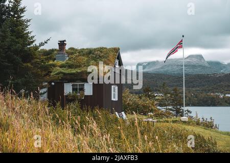 beautiful cottage at the Saltstraumen near Bodø, Norway Stock Photo