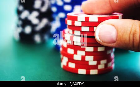 Stack of casino chips Stock Photo