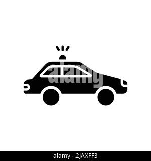 Police car icon vector. transportation, land transportation. Solid icon style, glyph. Simple design illustration editable Stock Vector