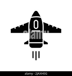 Fighter icon vector. Transportation, Air vehicle. Sold icon style, glyph. Simple design illustration editable Stock Vector