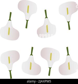 Seamless background with hand-drawn callas. Flower pattern. Botanical print. Vector illustration. Stock Vector