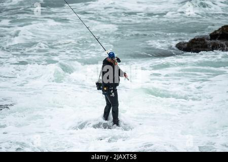 Stock photos of tropical storm Henri in 2021, Newport, RI. Stock photos of hurricane. Stock photos of extreme weather. Stock photos fishing. Stock Photo