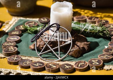 Composition of objects for magical rites Stock Photo