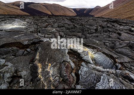 The Geldingadalir volcano south of Reykjavik in Iceland erupted in 2021 Stock Photo