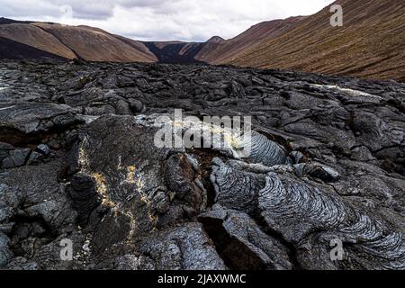 The Geldingadalir volcano south of Reykjavik in Iceland erupted in 2021 Stock Photo