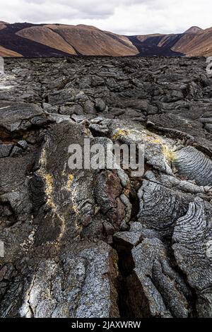 The Geldingadalir volcano south of Reykjavik in Iceland erupted in 2021 Stock Photo