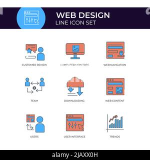 Web Design Multicolor Icon Set Customizable Stroke Stock Vector
