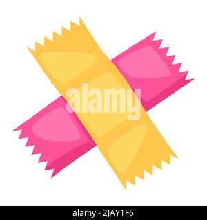 Illustration of adhesive tape. Office supply, accessory for school and work. Stylized stationery for design and template. Stock Vector