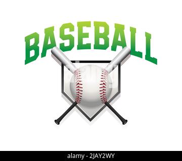 The word BASEBALL illustrated with a bat, ball, and base. Vector EPS file available. Stock Vector