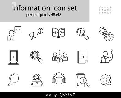 Information line icon vector. Info and help desk. Guidness, Reading Guide, 24 hours helper, technical support chat online. Information Center, assista Stock Vector