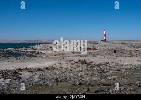 The lighthouse at Diaz Point on the Luderitz Peninsula in Namibia Stock Photo