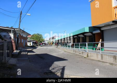 PUNTA GORDA, BELIZE - SEPTEMBER 10, 2016 the old but newly painted Town Market on Front Street Stock Photo
