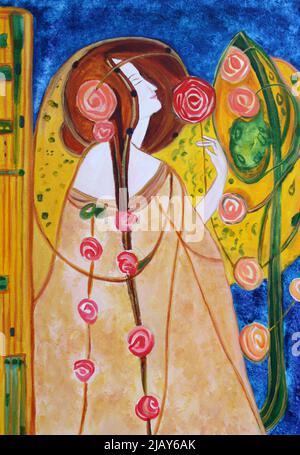 Artwork inspired by Margaret Macdonald Mackintosh. Art nouveau
