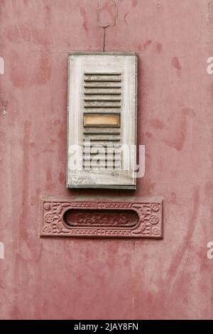 old door and letterbox in Porto, Portugal Stock Photo