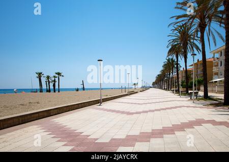 Promenade of Calafell, coastline in Costa Dorada, Spain Stock Photo