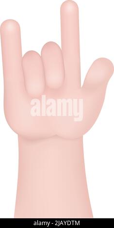 3d cartoon human hand gesture. Hand Emoji. Stock Vector