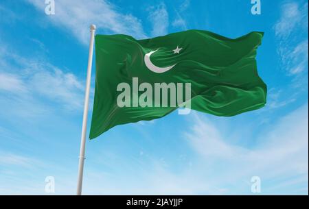 official flag of army islamic state indonesia at cloudy sky background on sunset panoramic view indonesian travel and patriot concept copy space fo 2jayjjp