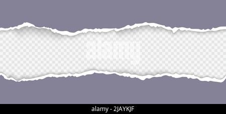 Paper texture effect with damaged edge isolated on transparent background realistic vector illustration Stock Vector