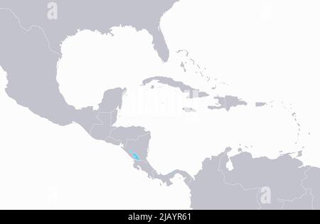 Central America and Caribbean islands map, gray on white background, blank Stock Photo