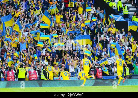 Glasgow, UK. 01st June, 2022. The Semi finals of the FIFA World Cup 2022 qualifier between Scotland and Ukraine took place at Hampden Stadium, Glasgow, Scotland, UK. Ukraine won 3 - 1 and progresses to the next stage. Scotland fails to qualify. Credit: Findlay/Alamy Live News Stock Photo