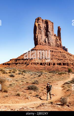 AZ00427-00....ARIZONA - Sandstone butte, West Mitten Butte,  along the Wildcat Trail in Monument Valley Navajo Tribal Park. Stock Photo