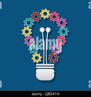 Light Bulb which has of colorful gears beautiful.Vector illustrations Stock Vector