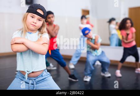 Girl hip hop dancer posing at class Stock Photo