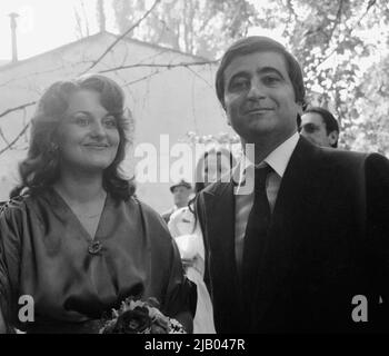 Romanian football (soccer) player Viorel Popescu & wife at his wedding, approx. 1976 Stock Photo