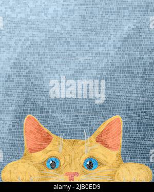 Cute cat, vector mosaic art Stock Vector