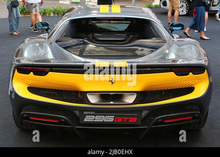 Modena, Italy, may 2022, Ferrari 296 GTB backside detail, Motor Valley exhibition Stock Photo