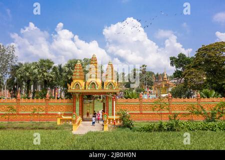 Aerial view of the campus of Khmer temple Bung Coc, Soc Trang, Viet Nam Stock Photo