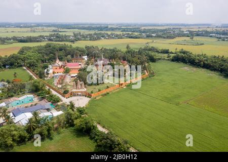 Aerial view of the campus of Khmer temple Bung Coc, Soc Trang, Viet Nam Stock Photo